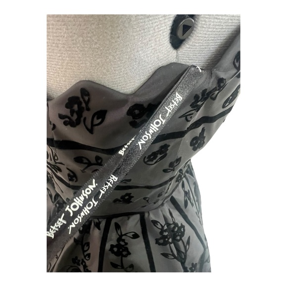 Betsey Johnson Evening Floral Print Black Velvet Pattern Fit&flare Dress Size 2 - Picture 5 of 12